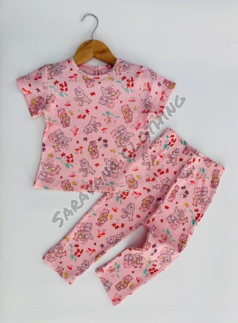 Girls Teddy Bear and Mushroom Pajama Set