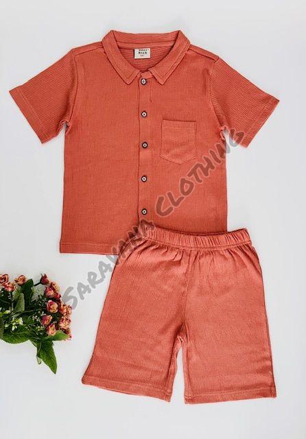 Kids Terracotta Ribbed Co-ord Set