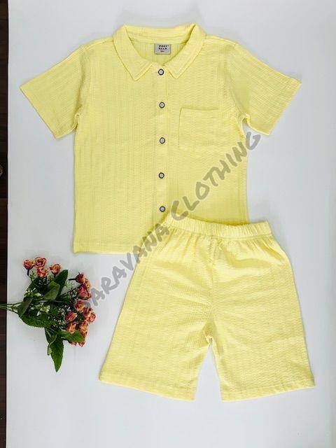 Kids Yellow Textured Co-ord Set