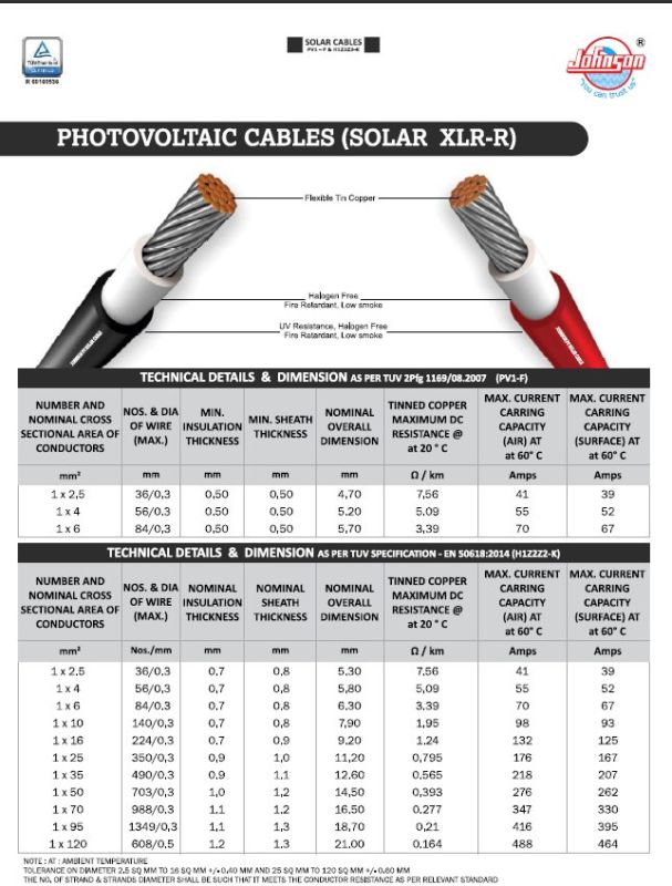 Photovoltaic Cables Solar Xlr-r