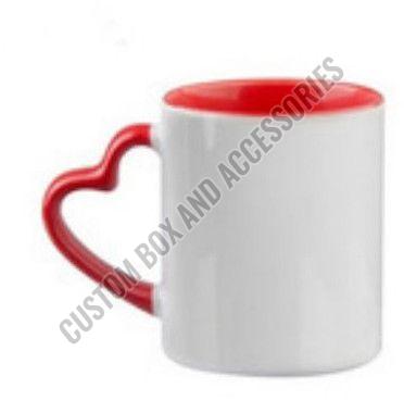A++ Grade 350 Ml Red Three Tone Heart Handle Ceramic Mug