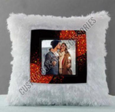 Photo Printed Square White Fur Sublimation Cushion