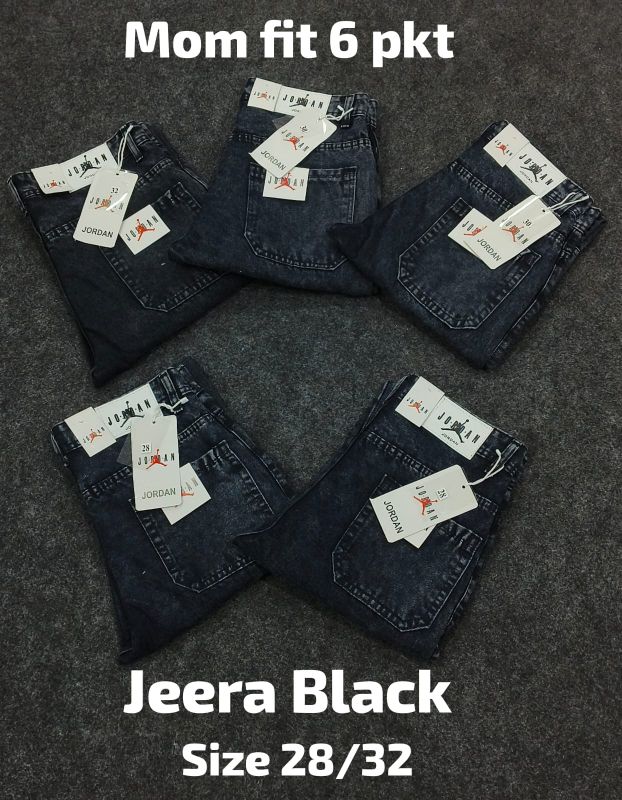 Unisex Black Mom Fit Denim Jeans