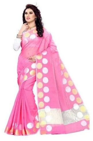 Casual Wear Pink Printed Cotton Saree