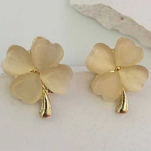 Flower Golden Brass Imitation Earring Stud Earrings