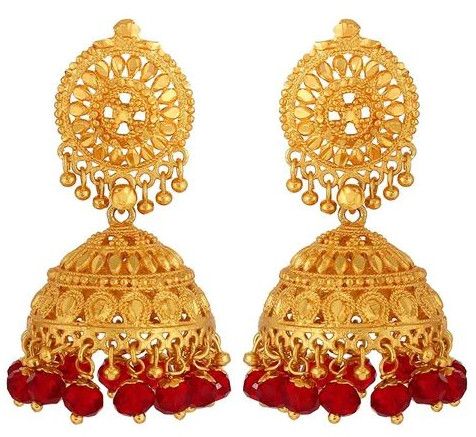 Golden and Redd Jhumka Earrings
