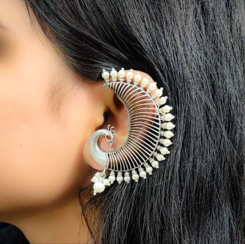 Oxidised Silve Peacock Design Ear Cuff