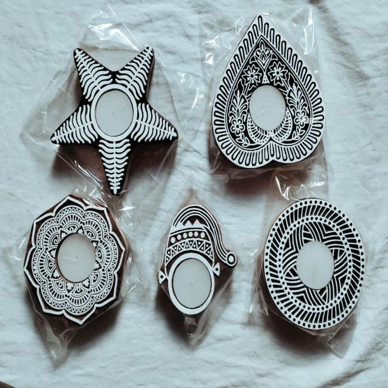 Wooden T Light Candle Holders