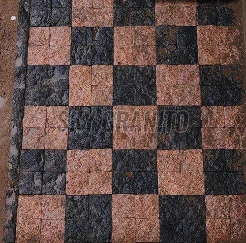 Rustic Checkerboard Granite Cobblestone Pavers