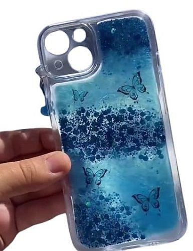 Butterfly Design Blue Resin Phone Case