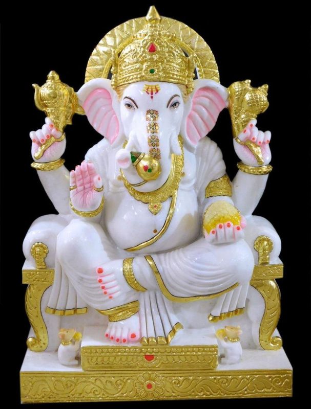 White Marble Ganesh Ji Statue