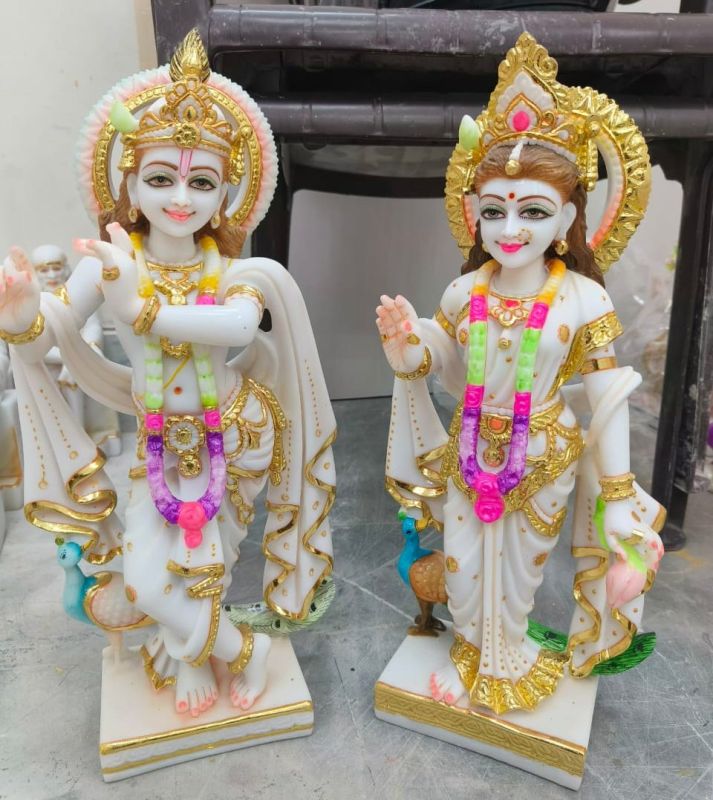 White Marble Radha Krishna Statue