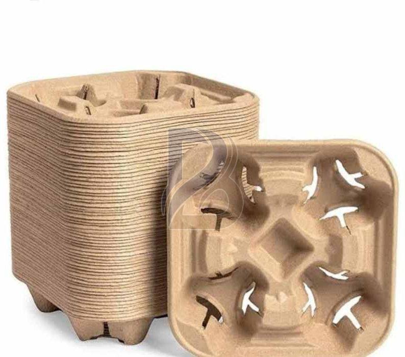 4 Cup Drink Carrier Cardboard Molded Pulp Tray