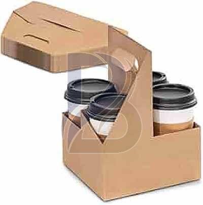 4 Cup Holder with Handle Kraft Paper Tray
