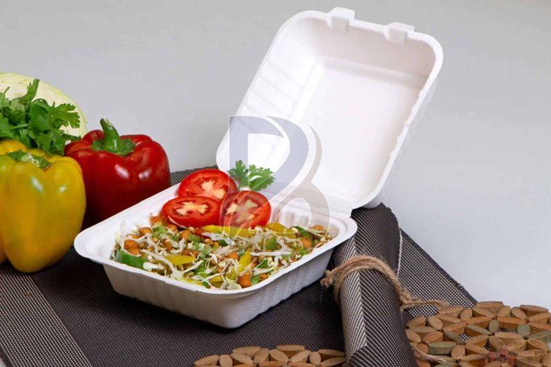 Eco Square Hinge Lid Bagasse Container