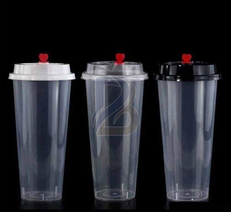 Red Heart Frosted Lid PP Hard Cup