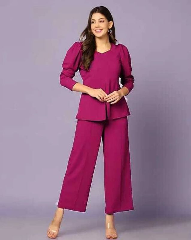 Ladies Dark Pink Poly Cotton Co-Ord Set