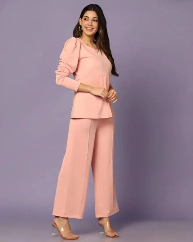 Ladies Peach Poly Cotton Co-Ord Set