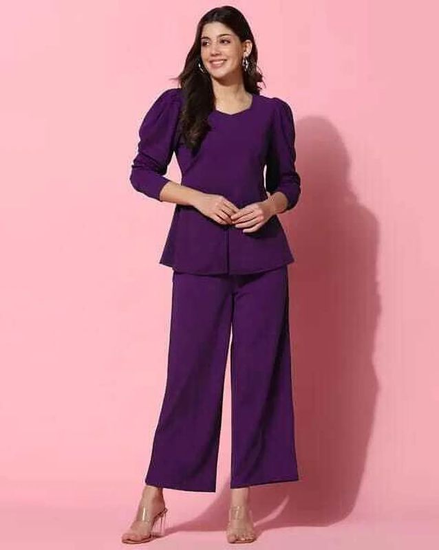 Ladies Plain Poly Cotton Co-Ord Set