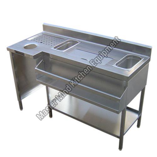 Stainless Steel Cocktail Bar Station with Ice Bucket