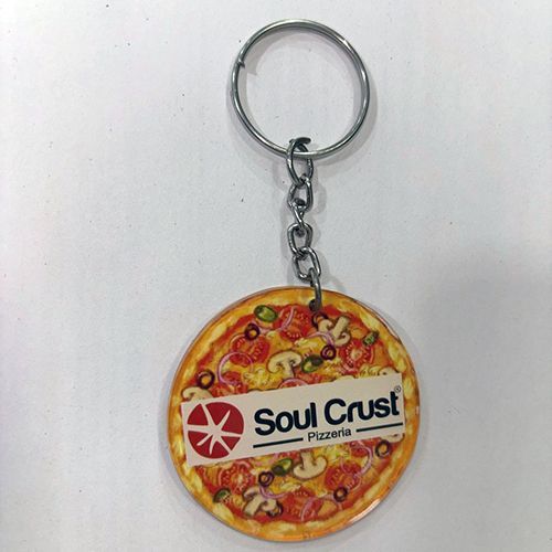 Custom Acrylic Round Pizza Keychain