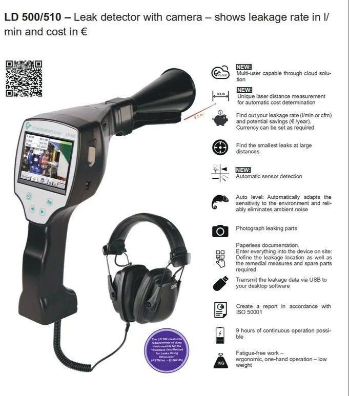 Camera Ultrasonic Air Leak Detector