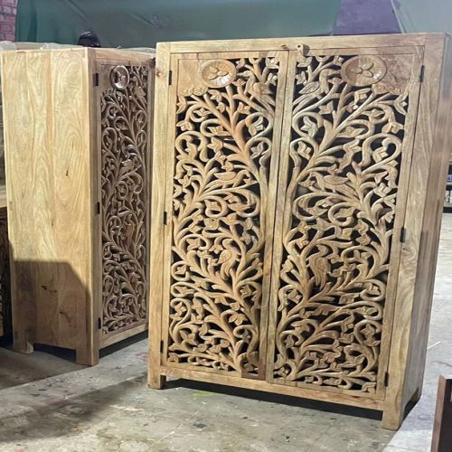 Hand Carved Wooden Cabinet
