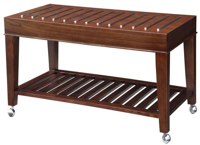 Modern Walnut Wood Rolling Coffee Table