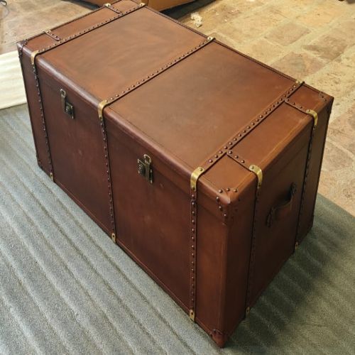 Vintage Style Leather Trunk Storage Box
