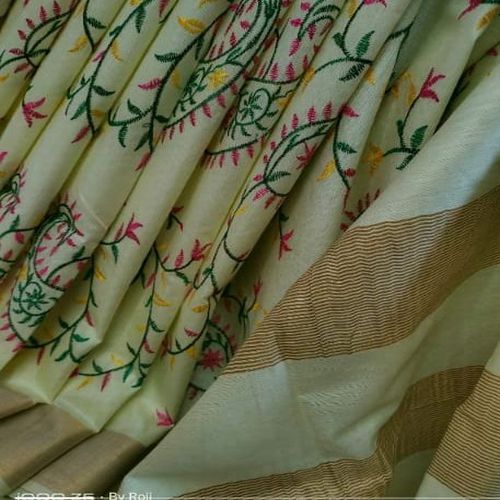 Katan Silk Embroidery Work Saree
