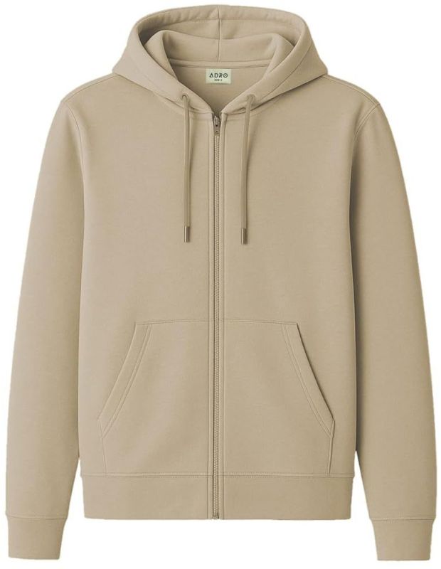 Mens Beige Zipper Hoodie