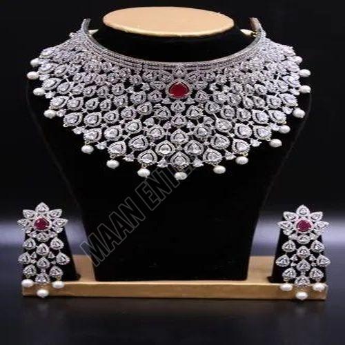 Artificial Diamond & Ruby Choker Set