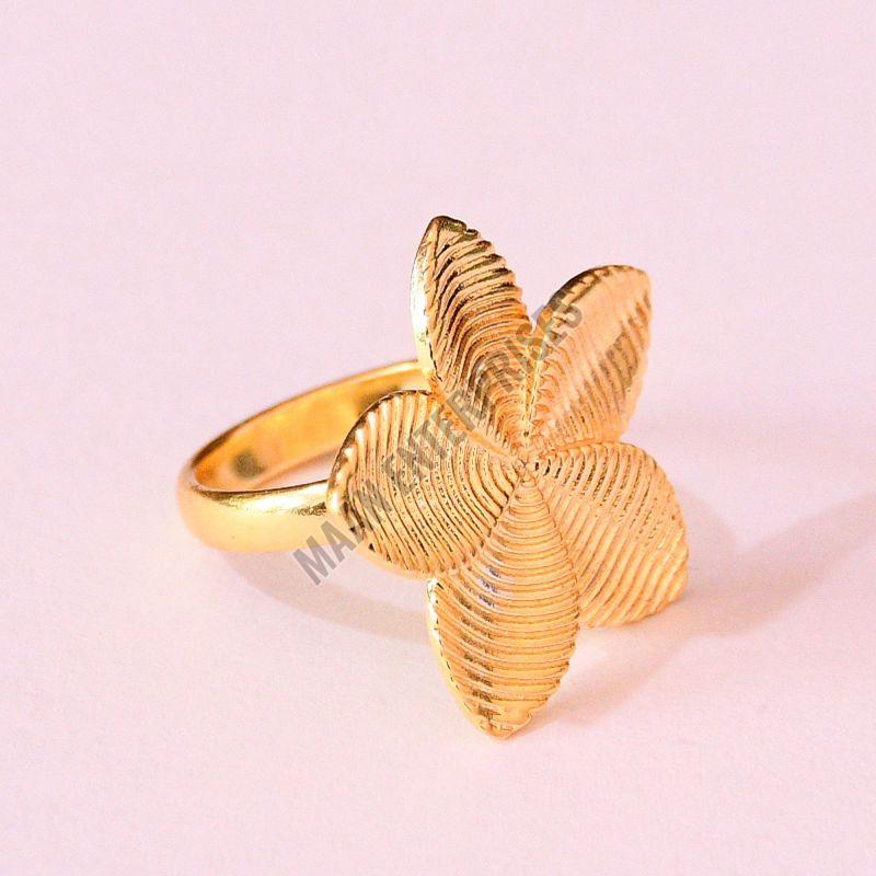 Brass Flower Ring with Pearl Center