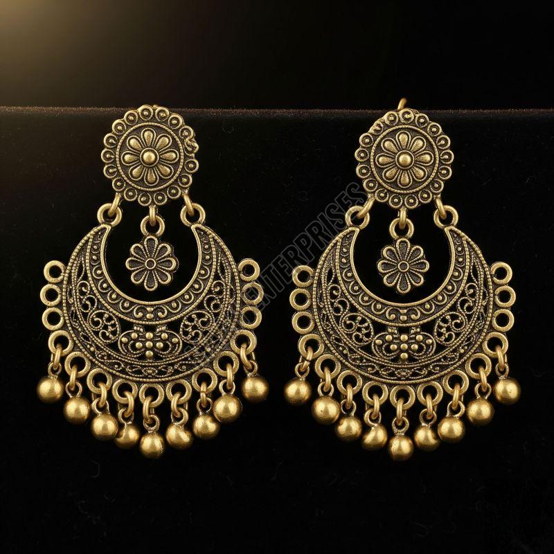 Ethnic Brass Chandbali Earrings