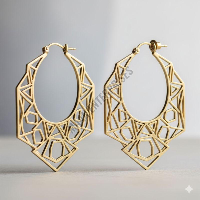 Geometric Brass Hoop Earrings