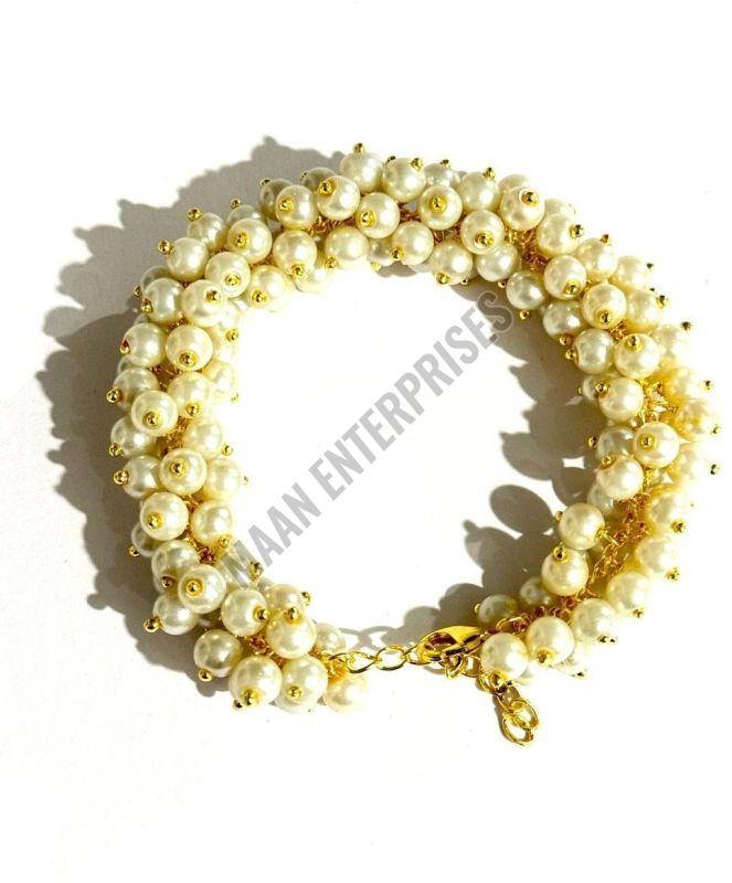 Gold-Plated Brass Bracelet with Pearl Accents