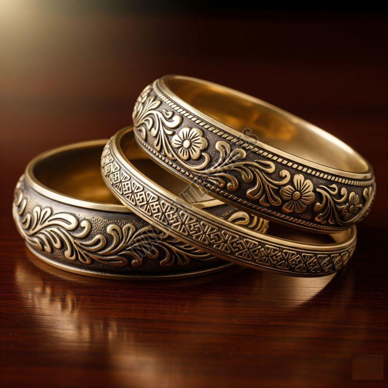 Hand Carved Brass Bangle Set