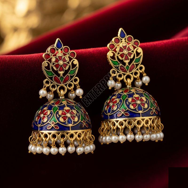 Handcrafted Meenakari Brass Earrings