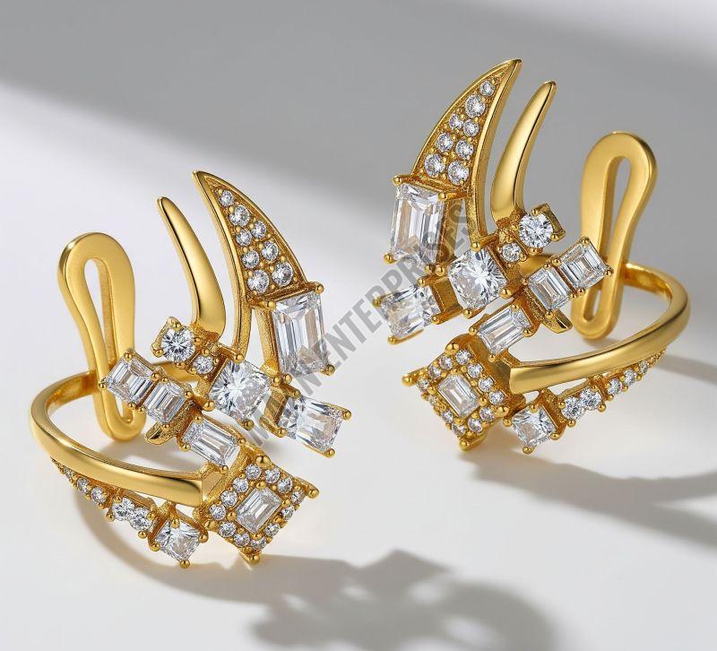 High Fashion Brass Ear Cuffs with Zirconia