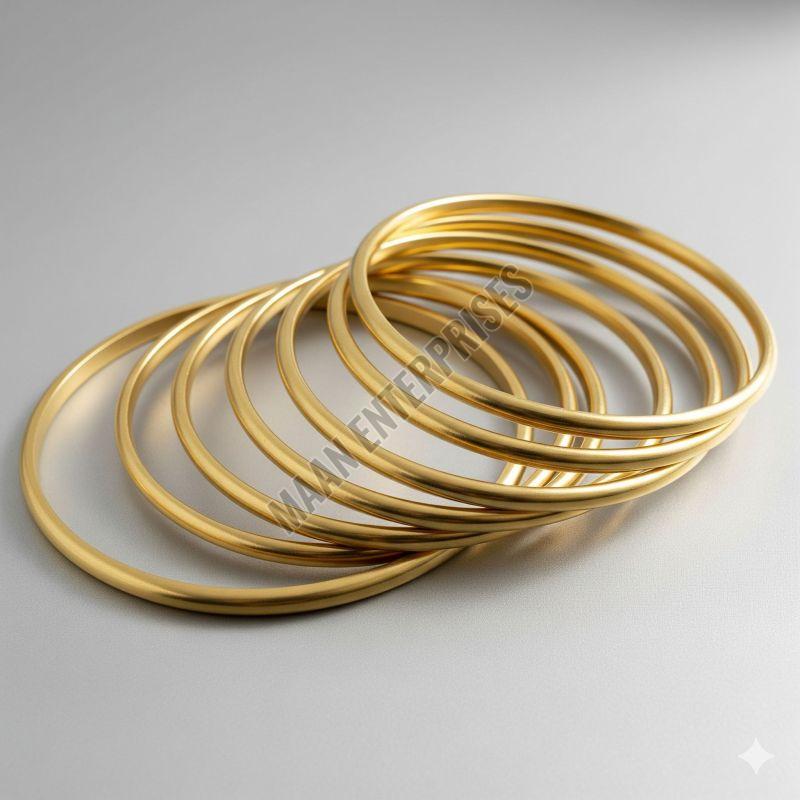 Simple Polished Brass Stackable Bangle Set