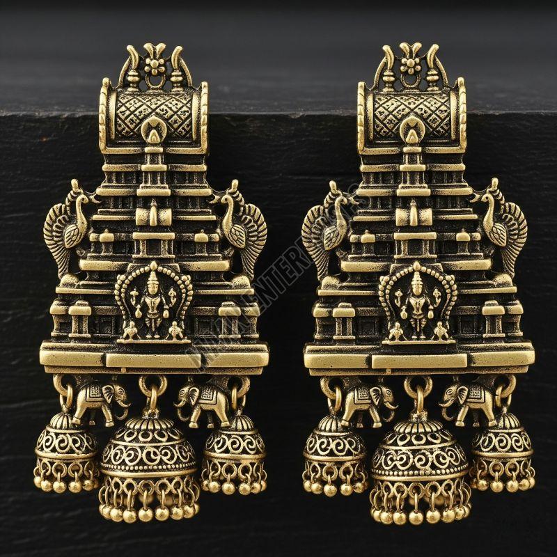 Temple Inspired Brass Earrings