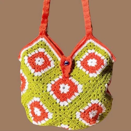 Green Diamond Pattern Crochet Handbags