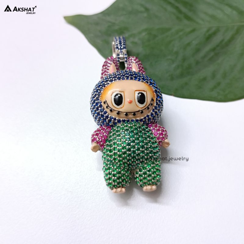 Hip Hop Cartoon Style Labubu Moissanite Pendant