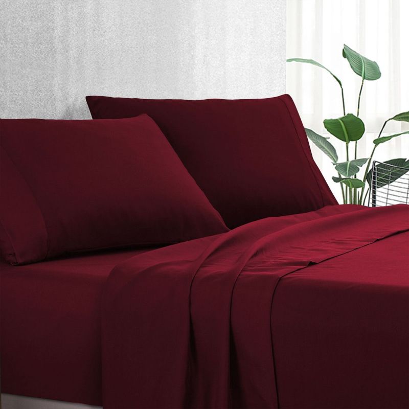 Extra Long 42 Burgundy Bed Sheet Set