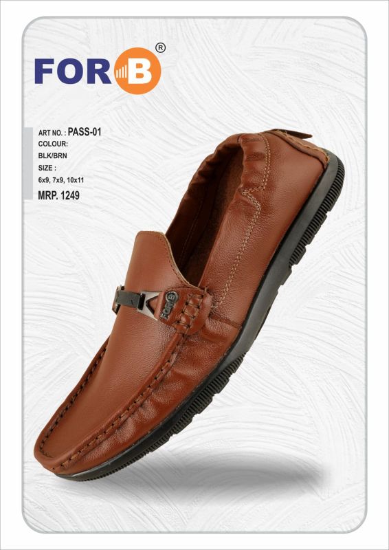 FORB Mens Brown Loafers with Buckle