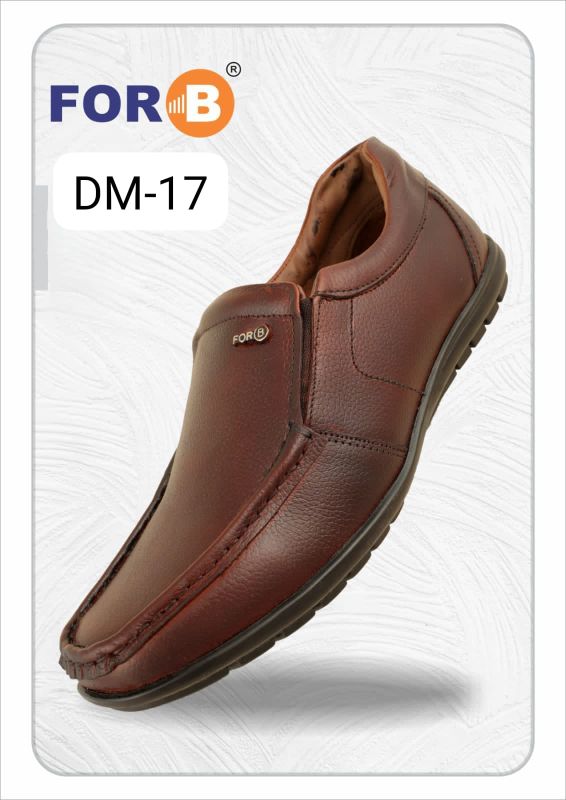 FORB Mens Brown Genuine Leather Moc Toe Slip On Shoes
