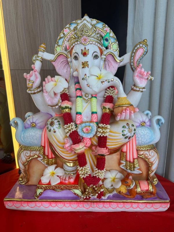 Multicolor Marble Lord Ganesha Statue