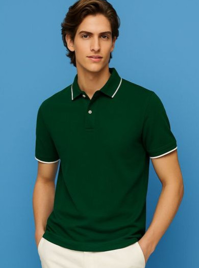 Cotton Polo T Shirt with Tipping