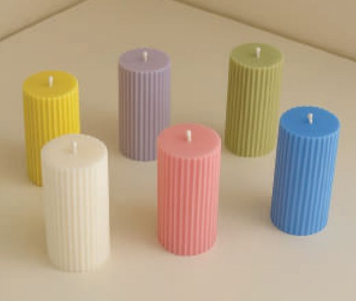 Riged Line Pillar Candle
