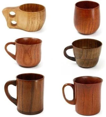 Round Wooden Tea Cups